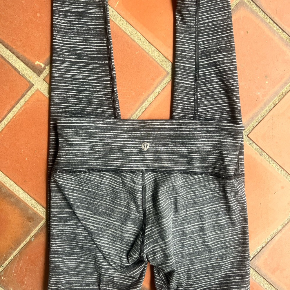 Lululemon Black and Gray Striped Leggings